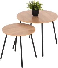 458533 ΤΡΑΠΕΖΙΑ ΣΑΛΟΝΙΟΥ ΣΤΡΟΓΓΥΛΑ 2ΤΜΧ CUPPER HM9878.01 ΜΕΛΑΜΙΝΗ ΣΟΝΑΜΑ-ΜΑΥΡΟ ΜΕΤΑΛΛΟ