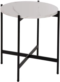 398655 ΒΟΗΘΗΤΙΚΟ ΤΡΑΠΕΖΙ HM9589.05 MDF ΛΕΥΚΟ ΜΑΡΜΑΡΟ-ΜΑΥΡΗ ΜΕΤΑΛΛΙΚΗ ΒΑΣΗ Φ50X55ΥΕΚ.