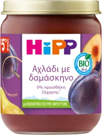 Hipp | Φρουτόκρεμα Δαμάσκηνο με Αχλάδι χωρίς Γλουτένη 5m+ μηνών  | 160gr