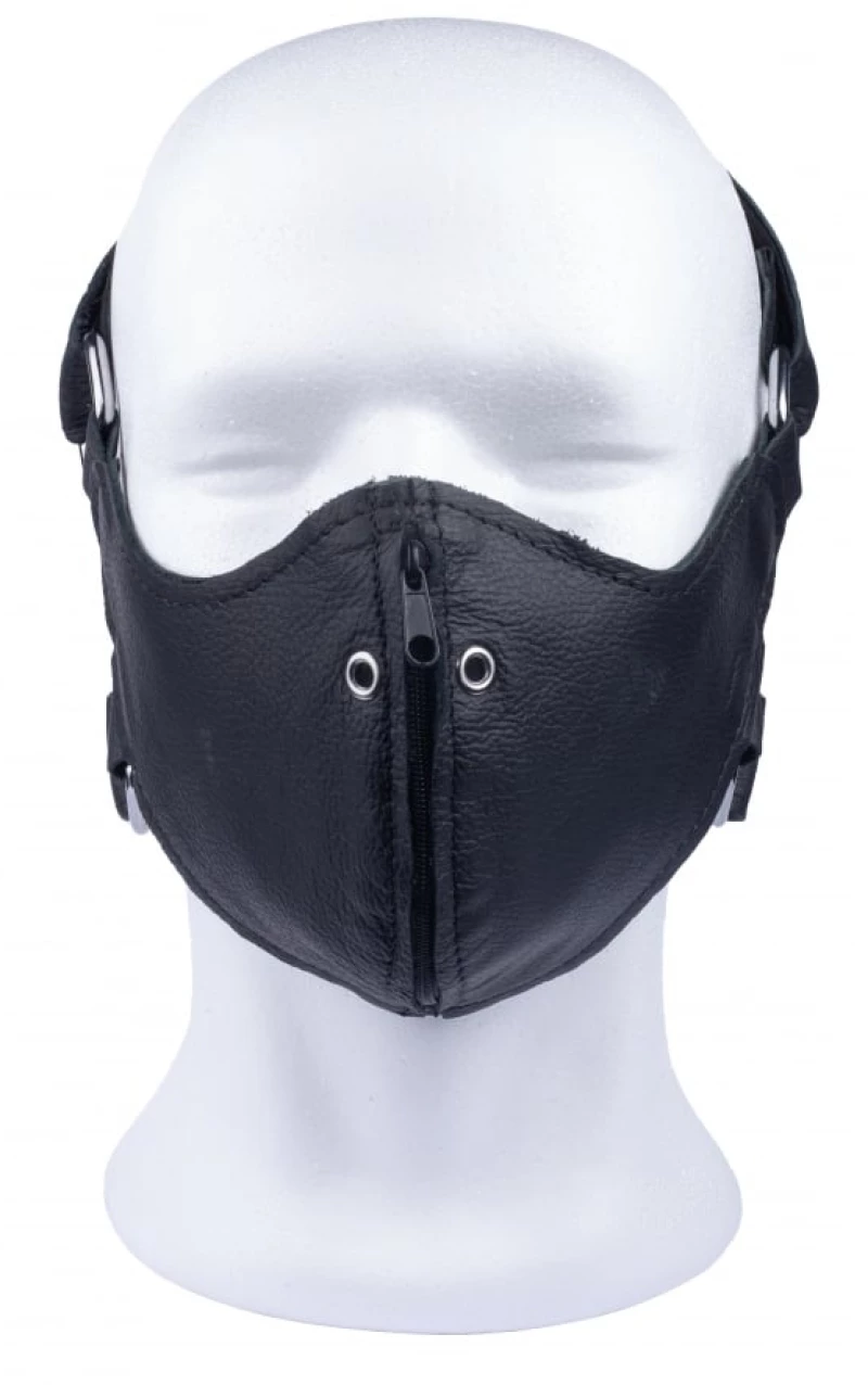 Leather mask with zip