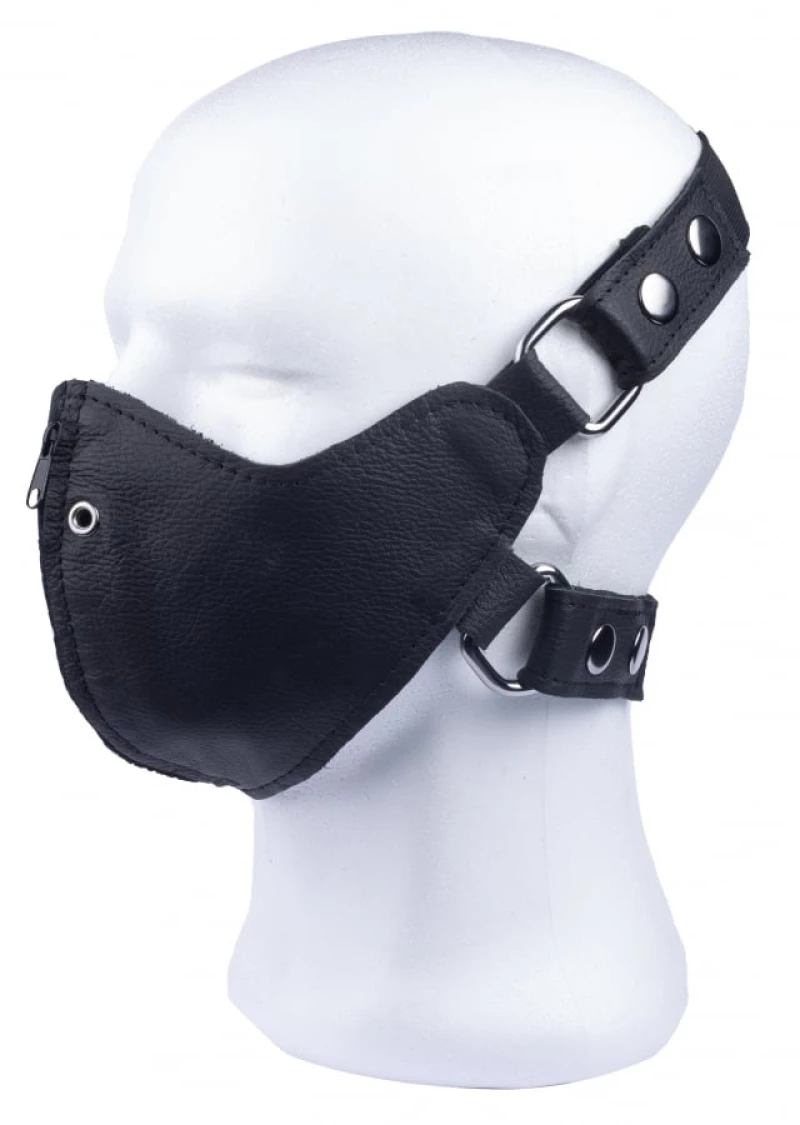 Leather mask with zip