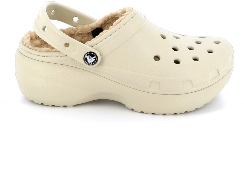 Γυναικείο Σαμπό Crocs Classic Platform Lined Clog W Ανατομικό Χρώματος Μπεζ 207938-2Y2