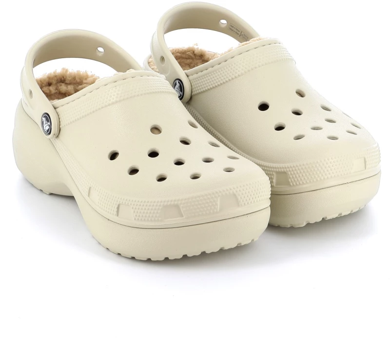 Γυναικείο Σαμπό Crocs Classic Platform Lined Clog W Ανατομικό Χρώματος Μπεζ 207938-2Y2