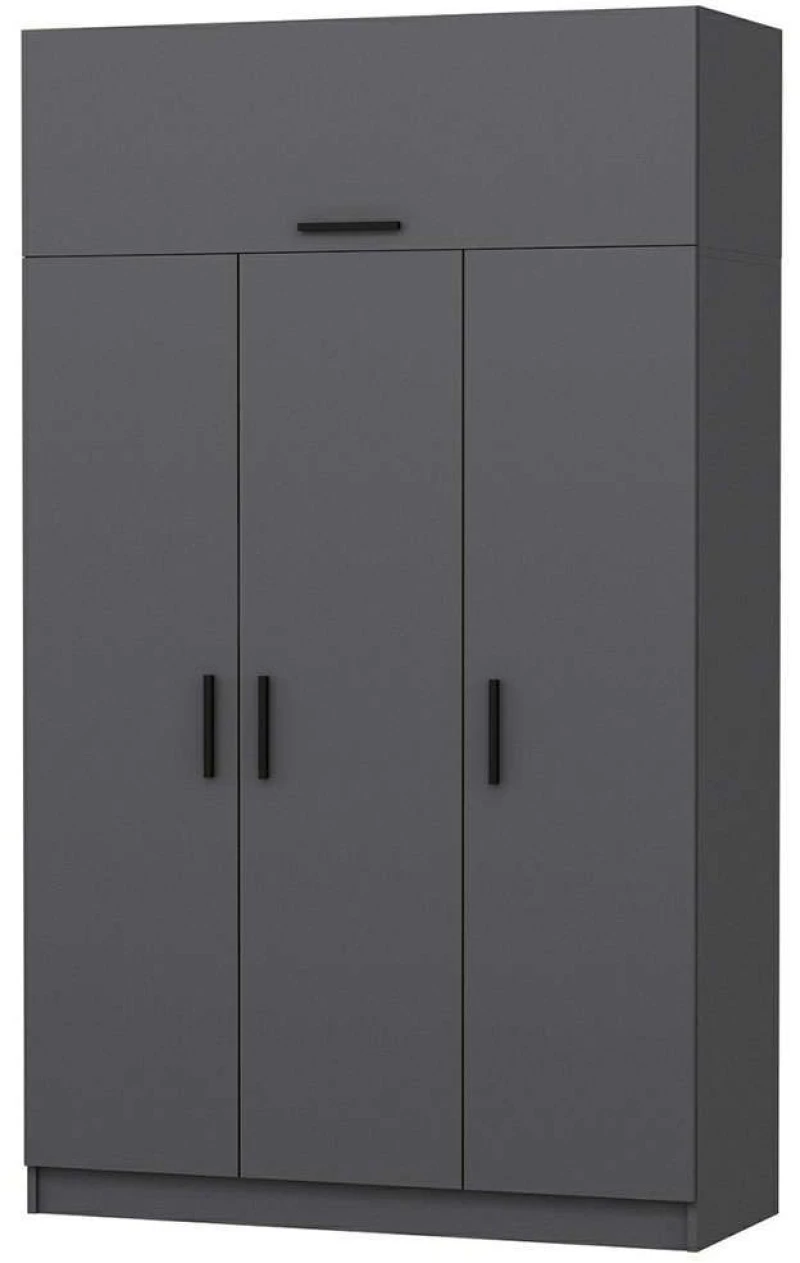 Ντουλάπα Τρίφυλλη Minar 506MNR2413 135x52x235cm Anthracite Τρίφυλλη