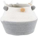 Καλάθι - Κασπώ Kythnos 20312 Φ20x18cm Grey-White GloboStar 100% Βαμβάκι