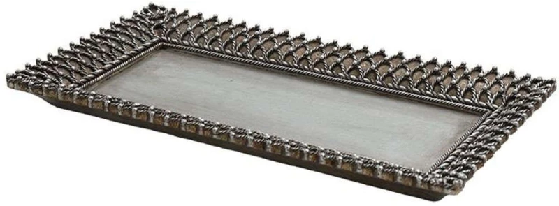 Διακοσμητικός Δίσκος 279-124-241 27x13x2cm Silver Πολυρεσίνη