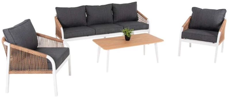 Σαλόνι Κήπου (Σετ 4Τμχ) Drimm HM6056.01 Με Μαξιλάρια White-Anthracite 5 Θέσεων