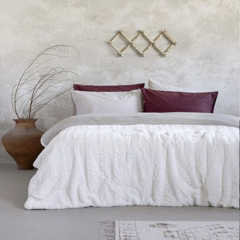 Κουβερτοπάπλωμα Velure Cream Nima Υπέρδιπλο 220x240cm Πολυέστερ