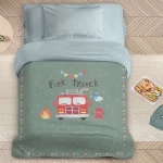 Πάπλωμα Παιδικό Fire Truck Green-Red Nima Μονό 160x240cm Microfiber