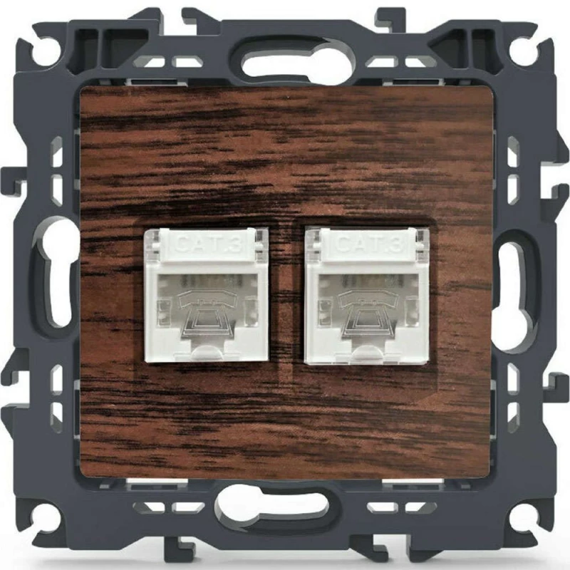 Πρίζα Τηλεφώνου Χωνευτή Prime 1000113106 2xRJ11 CAT3 Wood Effect Brown Aca