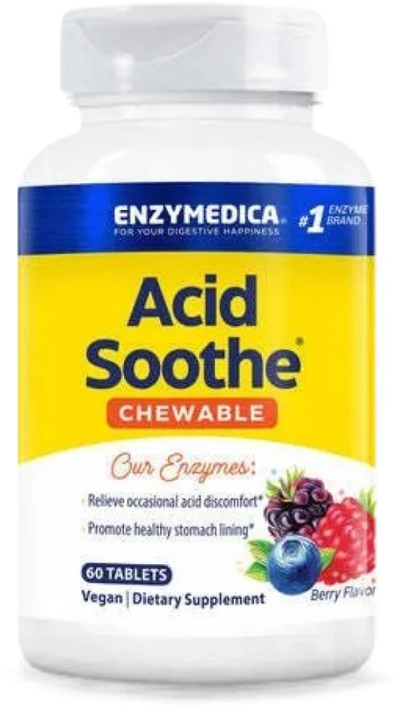Enzymedica Acid Soothe Chewable [60 Μασώμενα δισκία] Φρούτα του δάσους