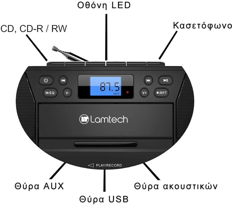 LAMTECH BLUETOOTH RADIO/CD/CASSETTE BOOMBOX BLACK