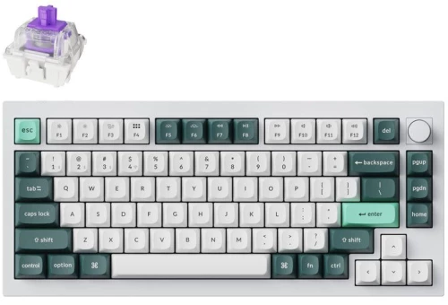 Keychron Q1 HE QMK (Q1H-P1) White Wireless Custom Hall Effect Keyboard Purple Switch US Layout