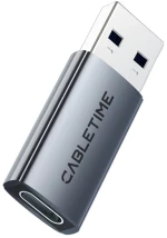 CABLETIME αντάπτορας USB-C σε USB CT-AMCF10-AG, 10Gbps, 15W, γκρι