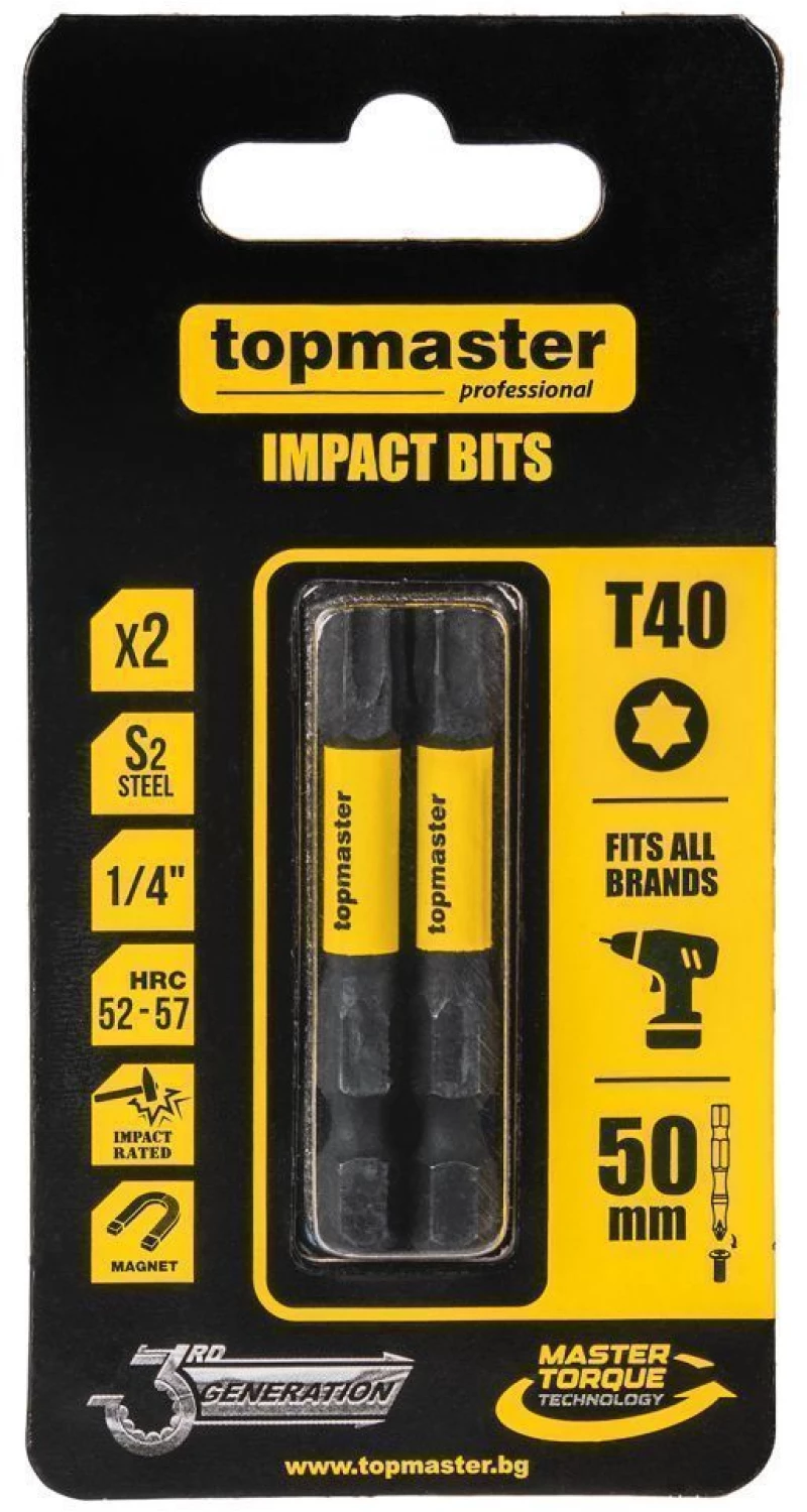 Μύτες κατσαβιδιού Impact Torx με Μέγεθος TX40 50mm 2τεμ. 338741 TOP MASTER