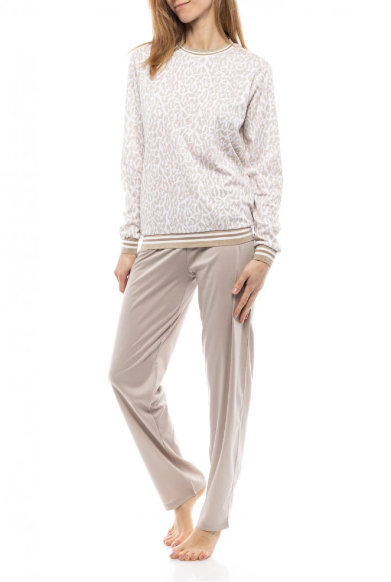 Γυναικεία Πυτζάμα Pink Label - Animal print - Μπεζ - Cotton - Regular Fit