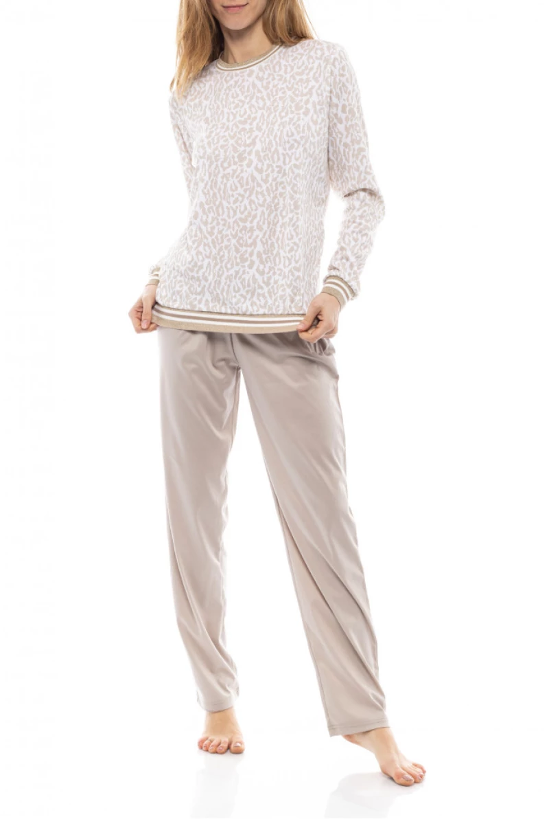 Γυναικεία Πυτζάμα Pink Label - Animal print - Μπεζ - Cotton - Regular Fit