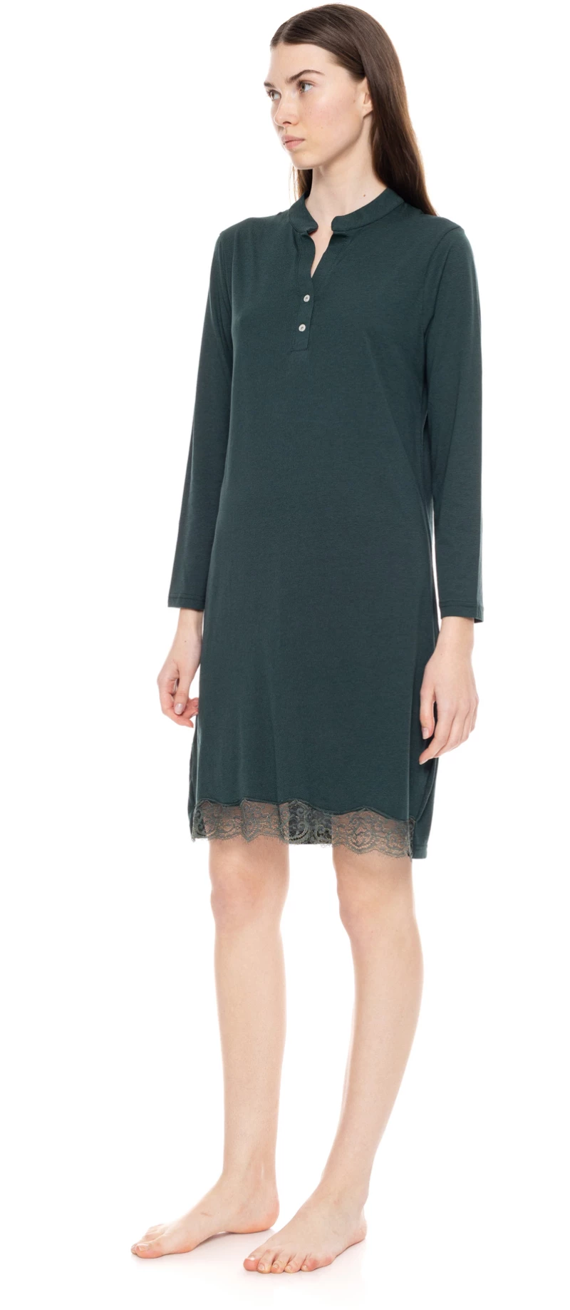 Γυναικείο Νυχτικό Pink Label -  Κυπαρισσί - Δαντέλα - Cotton - Regular Fit