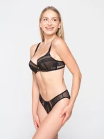Γυναικείο Σουτιέν Balconette Luna Claire - Μαύρο - Δαντέλα - Cup D - Polyamide - Regular Fit