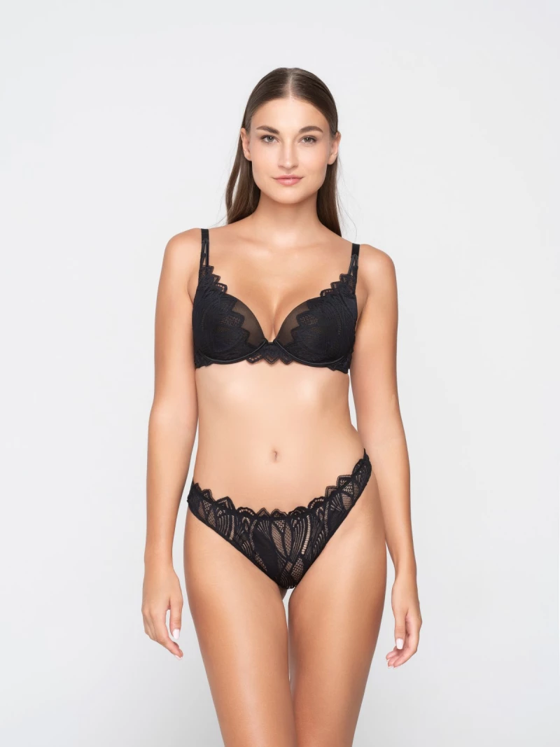 Γυναικείο Σουτιέν  Push-Up Luna Sylvie - Μαύρο - Ζακάρ δαντέλα - Cup B - Polyamide - Regular Fit