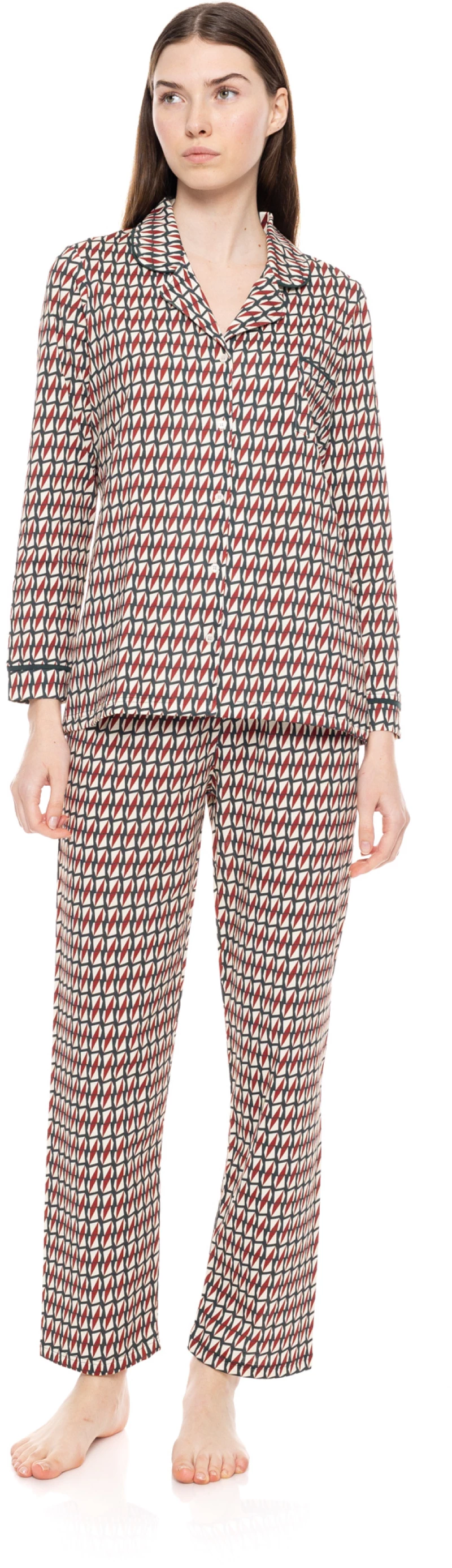 Γυναικεία Πυτζάμα Pink Label - Σεμιζιέ - Γεωμετρικό Print - Cotton - Regular Fit
