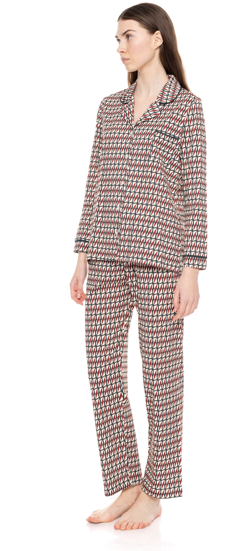 Γυναικεία Πυτζάμα Pink Label - Σεμιζιέ - Γεωμετρικό Print - Cotton - Regular Fit