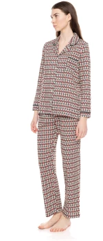 Γυναικεία Πυτζάμα Pink Label - Σεμιζιέ - Γεωμετρικό Print - Cotton - Regular Fit