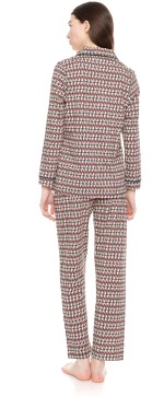 Γυναικεία Πυτζάμα Pink Label - Σεμιζιέ - Γεωμετρικό Print - Cotton - Regular Fit
