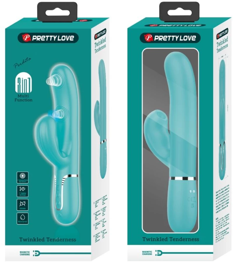 PRETTY LOVE - PERLITA MULTIFUNCTION 3 IN 1 G-SPOT VIBRATOR AQUA GREEN