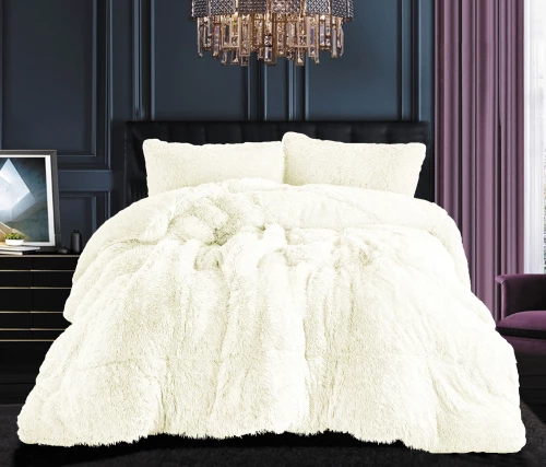 Κουβερτοπάπλωμα μαλλιαρό (220cm x 240cm) λευκό