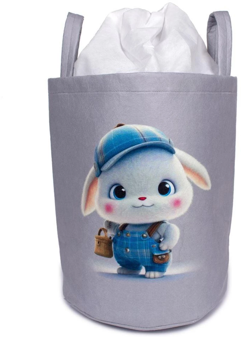 Παιδικό Καλάθι Αποθήκευσης Cap Bunny 38 50X30X45 cm Γκρι Υφασμάτινο