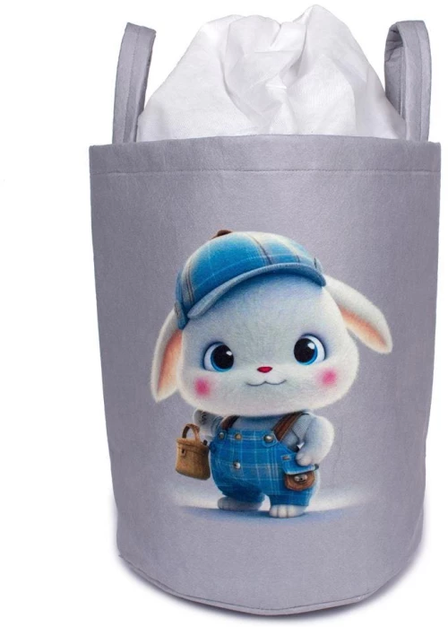 Παιδικό Καλάθι Αποθήκευσης Cap Bunny 38 50X30X45 cm Γκρι Υφασμάτινο