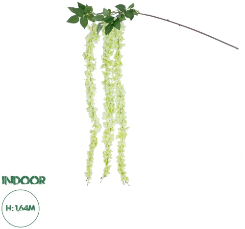 GloboStar® Artificial Garden GREEN WISTERIA FLOWER BRANCH 21520 Τεχνητό Διακοσμητικό κλαδί Βιστέρια Πράσινο Φ45 x Υ164cm