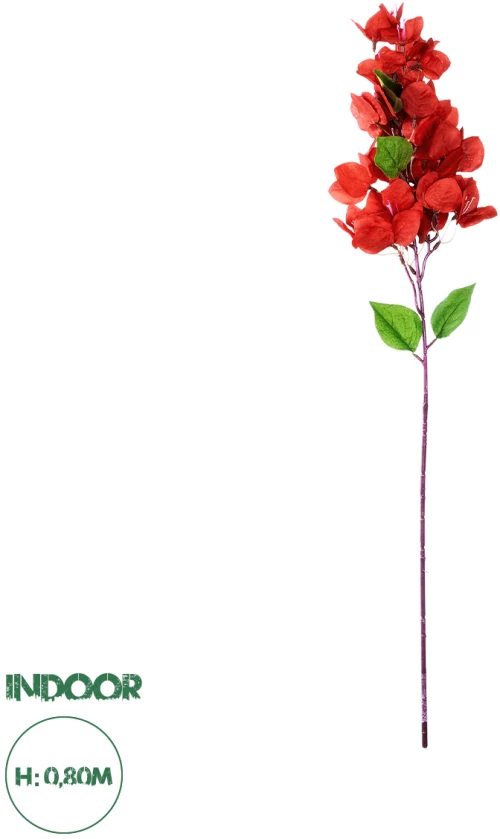 GloboStar® Artificial Garden BOUGAUVILLEA BRANCH 20662 Τεχνητό Διακοσμητικό Κλαδί Μπουκανβίλιας Κόκκινο Κεραμιδί Y80cm
