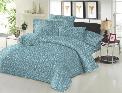 Σεντόνι ΚΟΜΒΟΣ Cotton Line NEW Printed Fern Petrol Διπλό 200x240