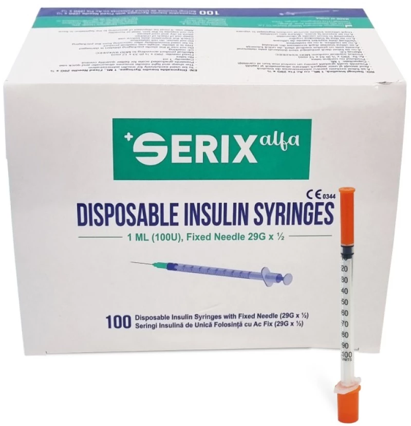 Σύριγγες Ινσουλίνης Serix 1ml 29G x ½ σε Κουτί των 100 Τεμαχίων