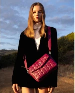 Τσάντα VETA JILL χιαστί  magenta καπιτονέ με δύο χώρους 6071-2