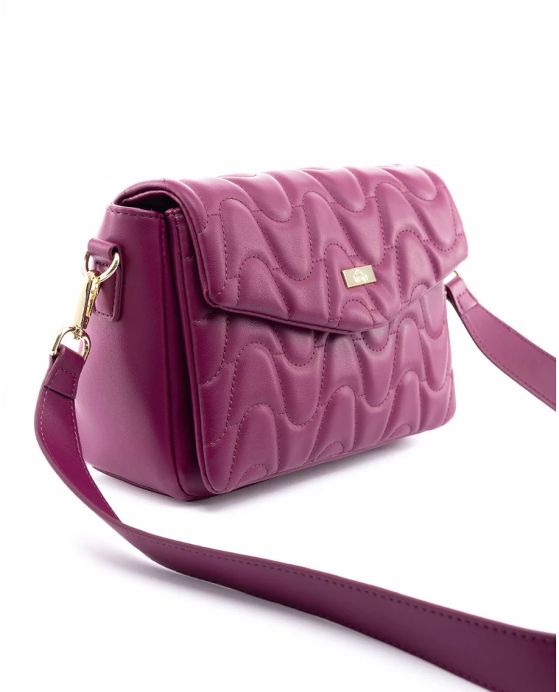 Τσάντα VETA JILL χιαστί  magenta καπιτονέ με δύο χώρους 6071-2