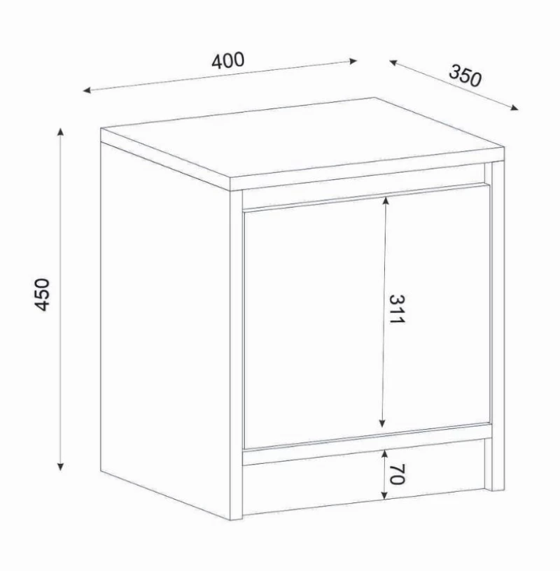 Κομοδίνο Conve Megapap χρώμα sapphire oak 40x35x45εκ.