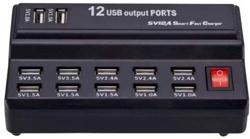 Βάση Φόρτισης με 12 Θύρες Usb-A 60W σε Μαύρο ZY-2401