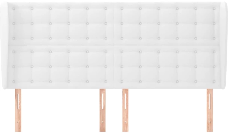 vidaXL Κεφαλάρι με Πτερύγια Λευκό 203x23x118/128 εκ. Συνθ. Δέρμα
