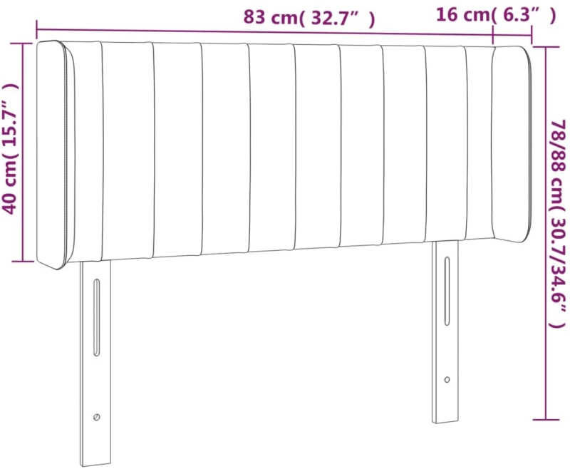 vidaXL Κεφαλάρι Κρεβατιού LED Ροζ 83x16x78/88 εκ. Βελούδινο