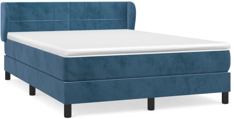 vidaXL Κρεβάτι Boxspring με Στρώμα Σκούρο Μπλε 140x200 εκ. Βελούδινο