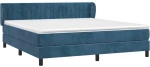 vidaXL Κρεβάτι Boxspring με Στρώμα Σκούρο Μπλε 180x200 εκ. Βελούδινο