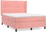 vidaXL Κρεβάτι Boxspring με Στρώμα Ροζ 140x190 εκ. Βελούδινο