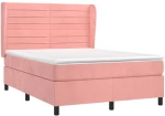 vidaXL Κρεβάτι Boxspring με Στρώμα Ροζ 140x190 εκ. Βελούδινο