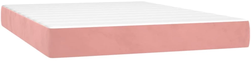 vidaXL Κρεβάτι Boxspring με Στρώμα Ροζ 140x190 εκ. Βελούδινο