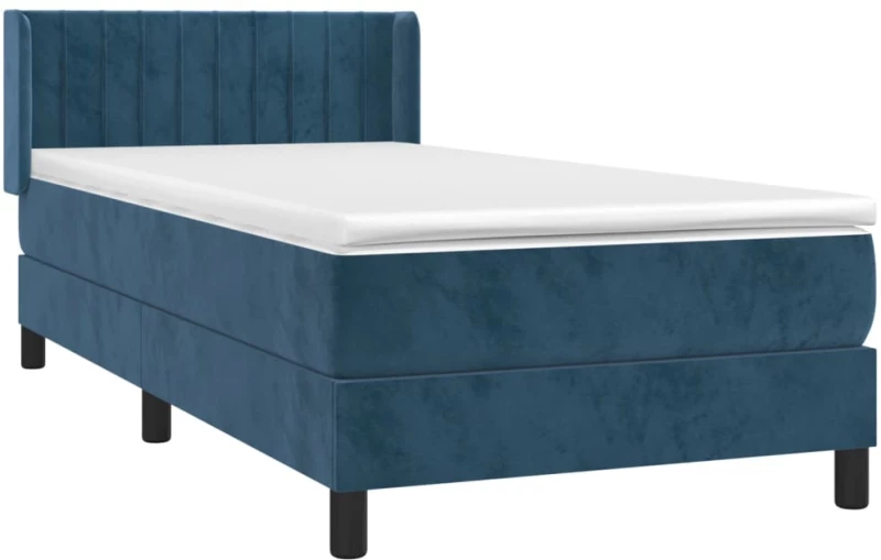 vidaXL Κρεβάτι Boxspring με Στρώμα Σκούρο Μπλε 100x200 εκ. Βελούδινο