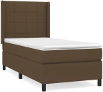 vidaXL Κρεβάτι Boxspring με Στρώμα Σκούρο Καφέ 90x190 εκ. Υφασμάτινο