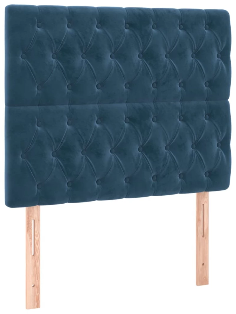 vidaXL Κρεβάτι Boxspring με Στρώμα Σκούρο Μπλε 90x190 εκ. Βελούδινο